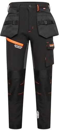 Aviator London Professional Tactical Threads Strategic Men's Polyester Cargo Workwear Trousers (as8, Waist_Inseam, Numeric_40, Numeric_32, Black)