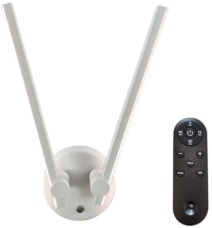 AoLa Batteria Interna LED Lunga Lampada da Parete con dimmerazione a sfioramento e Telecomando, USB Ricaricabile con Timer Luci da Parete Lampada da Parete Senza Fili a 2 Fiamme ruotabile,Bianca