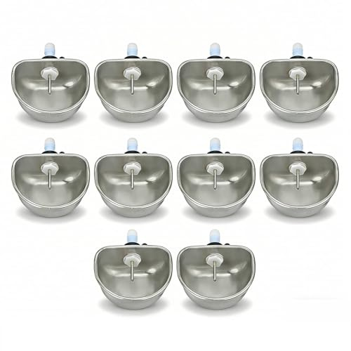10PCS Pet Water Bowl Dispenser,Stainless Steel Cups Waterer Kit Rabbit Nipple Drinking Watering System for Small Animals, Pets, Bunnies, Ferret, Chickens