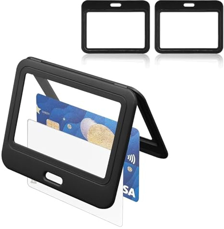 4 soportes para tarjetas de identificación con ventana de doble cara, funda para carné de identidad, funda protectora para la oficina, la escuela, el DNI, tarjetas de crédito, llaves de proximidad