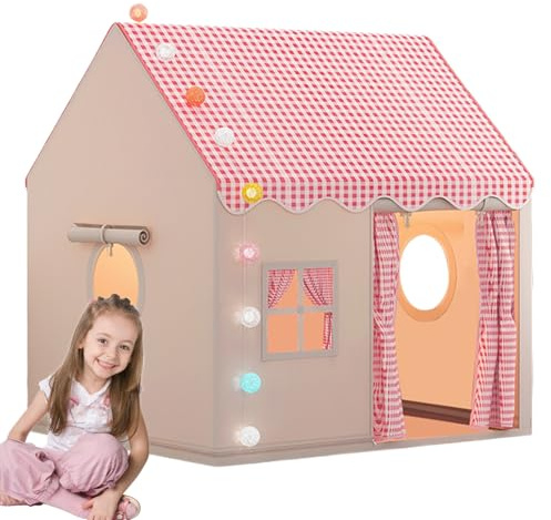 Tienda De Juguete para Niños Interior 120×105×128cm, Tienda Castillo De Juegos Interior para Niños Fácil De Armar para Habitación Infantil, Sala De Estar, Dormitorio, Regalo De Cumpleaños