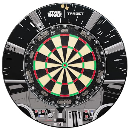 Target Darts Star Wars TOR - Paquete de diana y envolvente | Tablero de dardos con punta de acero, estándar de competencia, configuración completa de diana para el hogar, diseño de galaxia de Disney