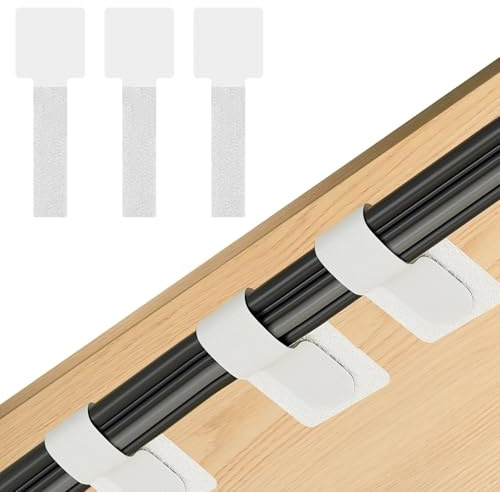 50PCS Under Desk Cable Management,Self Adhesive Cable Tidy Clips Straps,Sticky Back Hook and Loop Tidy Clips Straps Cable Organizer,Wire Cord Organizer for TV PC Laptop Ethernet Desktop(White,Smal)