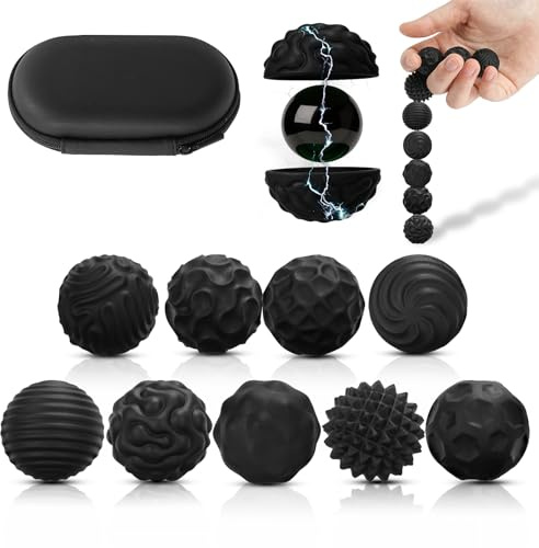 Ainiv 9 Piezas Silicona Bolas Magnéticas Anti-Estrés,Pelota Antiestrés Silenciosa Escritorio Oficina, Bolitas Magneticas Juguetes sensoriales para Aliviar La Ansiedad-Negro Pequeño
