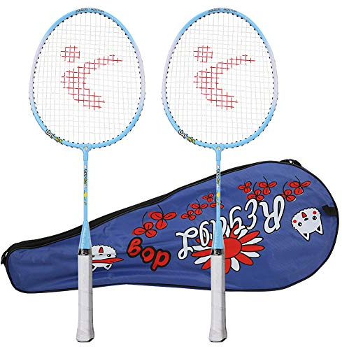 Raquette DE Badminton pour Enfants en Alliage D'ALUMINIUM Jouet DE Sports DE Plein AIR pour Enfants Bleu Rose 2 PIÈCES (Blue)
