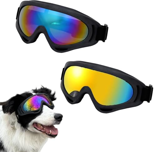 NiceNaiils 2 Pezzi Occhiali per Cani, Occhiali Cane, Protezione UV Occhiali da Sole Cane, Antivento Occhiali da Sole per Cani di Taglia Media o Grande Attività all'Aperto, Guida, Arrampicata