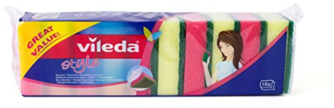 Vileda Abrasivi Style Pack da 10 spugne, Spugna, Multicolore, 35x30x31 cm, 10 unità