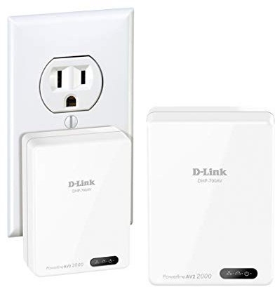 D-Link Powerline Adapter Starter Kit Ethernet Over Power Gigabit AV2 Up to 2000Mbps MIMO Internet Network Wall Plug In (DHP-701AV)