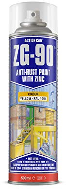 (PACK OF 2) 500ml Safety Yellow ZG-90 Zinc Galve Spray Paint Plant Machinery Yellow