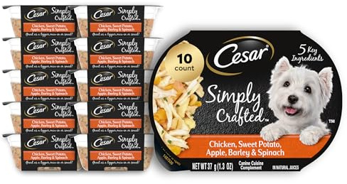 Cesar Simply Crafted Dog Food Topper, Chicken & Sweet Potato, 1.3 oz, 10 ct