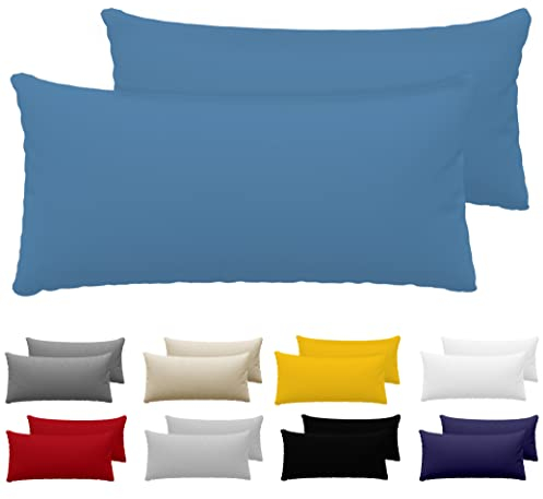 Dreamzie Kissenbezug 40 x 80 (Set mit 2) - 100% Jersey Baumwolle 150 g/qm Kissenbezüge -Blau - Für Kissen 40 x 80 cm - Kissenhülle - Kissenbezug - Resistent und Hypoallergen