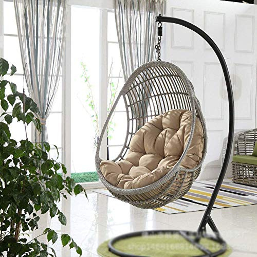 WEIGE Coussin de Chaise d'oeuf Suspendu épaissir sans Support Coussin de siège de balançoire nid de Chaise Suspendue Dossier avec Oreiller-Kaki 90x120x15cm (35x47x6inch)