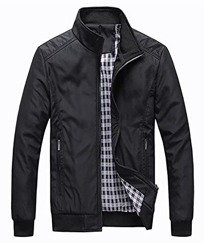 VANVENE Chaqueta bomber de verano con cremallera para hombre, chaqueta cortavientos, ligera, delgada, para exteriores, talla M-3XL, Negro, XXL