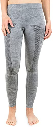 Merino & More - Biancheria intima tecnica in lana merino, leggings lunghi, grigio chiaro, S
