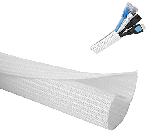 Hibucuo Manchon de Protection Gaine Tressée pour Câble USB, Câble d'Alimentation, Câble Audio Vidéo, TV, Ordinateur, Bureau, Divertissement à Domicile 3 m