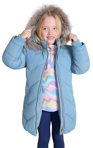Mountain Warehouse Galaxy Kids Padded Hooded Jacket | Water Resistant & Puffer Fleece Lined Coat with Faux Fur Hood, Insulated for Warmth, Suitable for Girls, Boys, Cold Weather