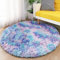 ROHATIM Rund Teppich Flauschig, Plüschteppich für Schlafzimmer & Wohnzimmer, Weicher Kinderteppich Mädchen, Moderner Kuscheltteppich Blau-violett, 100 x 100 cm