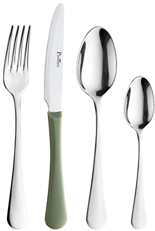 Prima Collection Bellagio Set 24 Pezzi Acciaio Inox Nichel Free Made in Italy, coltello con manico in polipropilene colore Verde