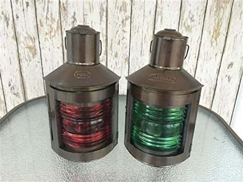 Set di 2 lanterne nautiche vintage in metallo e lanterna a forma di stella
