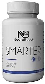 Nootropico Naturale per Energie Mentali e Capacità di Concentrazione |SMARTER| 60 Capsule| con L-Teanina, Taurina, Caffeina, Vitamine B6, B12 e B9
