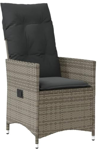 vidaXL Chaises inclinables de Jardin Lot de 2 et Coussins Gris rotin, Fauteuil de Jardin inclinable, Fauteuil inclinable de Jardin, Chaise inclinable d'extérieur