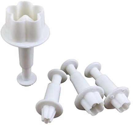 Juego de 4 moldes para hornear flores, cortador de galletas, cortador de galletas, sello 3D, herramientas de decoración de pasteles, cortador de fondant, formas de émbolo para decoración de pasteles
