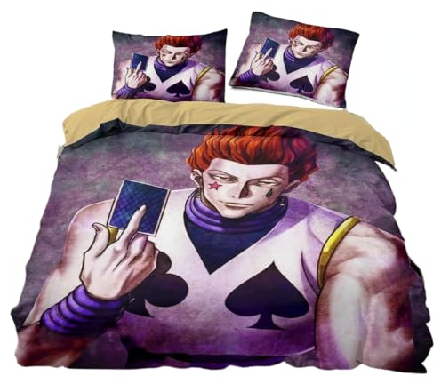 CHENGHUO Bettwäsche Anime Hunter×Hunter 3D-Druck Kinderzimmer Bettwäsche-Set Killa Bettbezug Kissenbezug Kinder Junge Mädchen,kinderbettwäsche (B,135x200cm+80x80cmx1)
