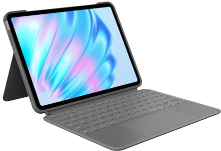 Logitech Combo Touch, étui clavier pour iPad Air 11 pouces (M2 et M3), iPad Air (5e génération)- Clavier rétroéclairé amovible avec support, Clavier Français AZERTY - Gris