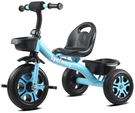 Lyefancy Kids Tricycle for 2-5 Years Old, Kids Trike with Basket and Removable Pedal, Toddler Tricycle 3 Wheel Bike Children Riding on Toys, Birthday for Boys Girls(Blue)