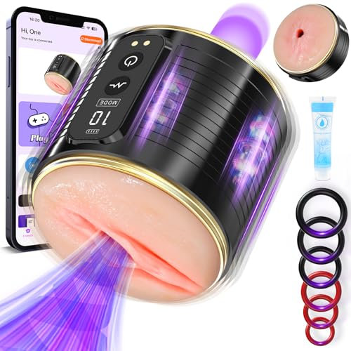 Male Masturbator Sex Toys for Men - Adult Male Mastuabors with 3D Realistic Textured LCD Display Masturbator for Penis Stimulation 10 Vibrations, Toys Sex Toy Mens Mastusbator Gummi Penis Trainer