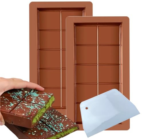 HOJKOUD Stampi Cioccolatini, 2 pezzi Stampo Per Cioccolato Dubai, Stampi per Torrone, Antiaderenti Stampo per Cioccolatino in Silicone. (2 pezzi)