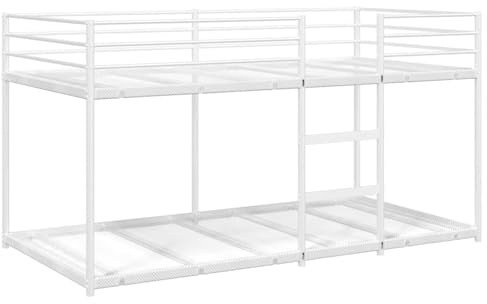 vidaXL Bunk Bed without Mattress White 75x190 cm Steel, bed frame, bed base, bedroom furniture, loft bed, bunk bed frame, low bunk bed frame
