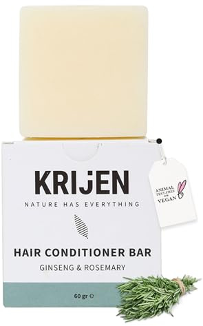 Krijen Fester Haarbalsam mit Ginseng & pflanzlichem Squalan – Vegan silikonfrei plastikfrei & feuchtigkeitsspendend 60 g