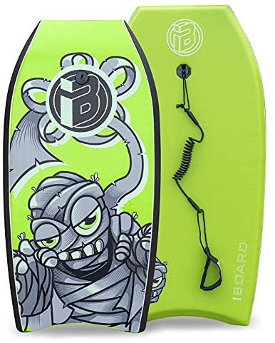 iBoard Bodyboard with Wrist Leash Lightweight Body Board for Adults with EPS Core 33 Inch Choose Color, Green