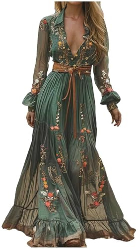 Robe Western Robe Longue Manche Longue Femme Chic Jupes Chic Et Elegant Vetements，S-3XL