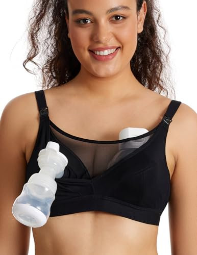 momcozy Mesh-Stütz-Pump-BH Freihändig für 36C-44G – Bequemer Still-BH in Übergröße, Pumpen & Stillen in einem