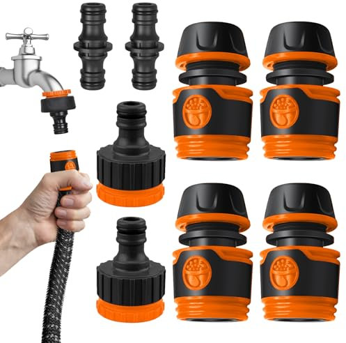 Axinyijia 8 Pièces Raccord de Tuyau d'arrosage 1/2 Kit de Adaptateur Robinet Tuyau Arrosage Accessoires de Embout tuyaux Arrosage pour Jardin