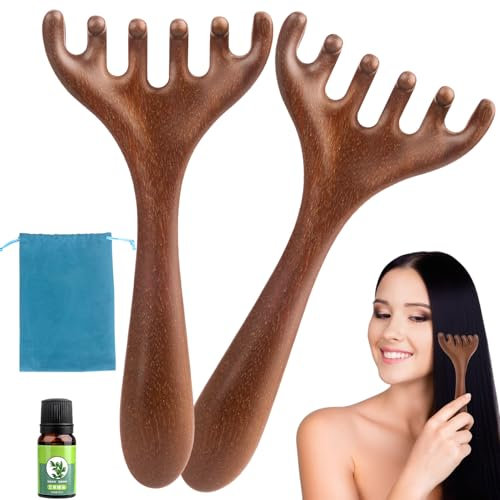 2Pcs Kopfmassagegerät Aus Holz, Kopfmassagegerät, Gua Sha Kamm, Kopfhaut MassagebüRste, Massage Kamm Holz, KöRper Massage Roller, Massagekamm FüR Kopf, Nacken Und RüCken, Lindert MüDigkeit