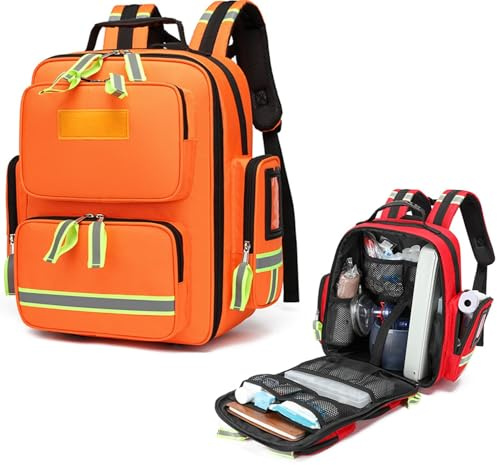 JuanNest Mochila Emergencias Sanitarias,Mochila Enfermera,Botiquin Coche,Casa,Viaje,Bolsa De Primeros Auxilios Profesional con Múltiples Bolsillos para Suministros Médicos(Solo Incluye La Bolsa) C