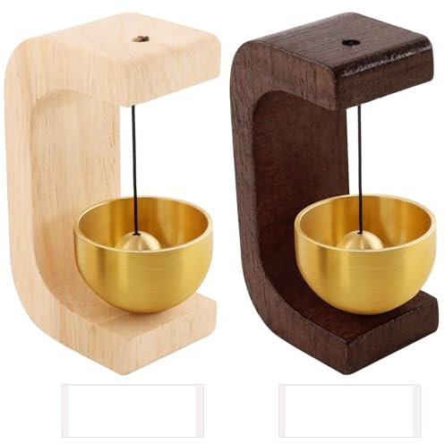 Noviatrix 2 Ppezzi Gong per Porta in Legno, Magnetico in Legno Campanella Porte non Richiede Forature Campanelli Appesi Magnetici Adatto per Porte D'ingresso Uffici Negozi Caffetteria