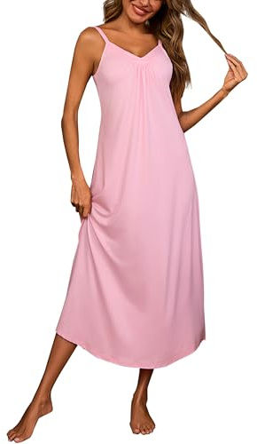 Bresdk Pyjama Femme Chemise Homme Chemise de Nuit Femme Longue Nuisette | Col en V Sans Manches Ete