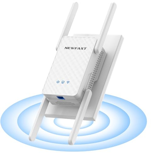 NEWFAST Repetidor WiFi 3000Mbps Amplificador Señal WiFi AX3000 Repetidor WiFi6 5.8/2.4GHz, Puerto Gigabit, 4 Antenas, WPA3, IEEE802.11ax/AC/b/g/n