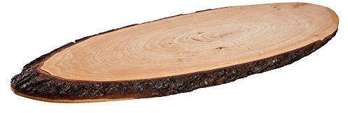 Batania Rindenholzbrett oval ca. 58-65 x 22-26cm, rustikales Servierbrett, Aufschnittbrett, einzigartige Maserung, naturbelassenes Holzbrett für Käse, Wurst & Brot, dekorativ, langlebig