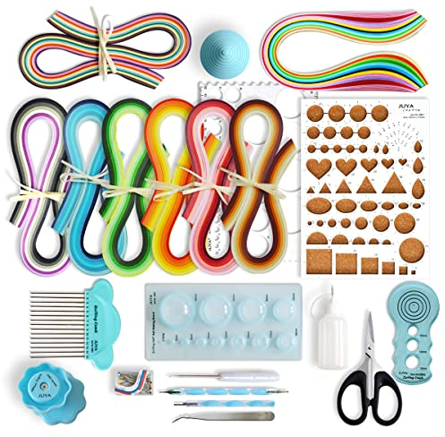 JUYA Papier Quilling-Kit QK13 mit 960 Strips und 14 Werkzeuge (Blau Werkzeuge, Papierbreite 5mm)