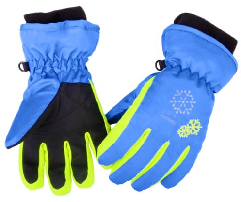 Azarxis Kids Winter Ski Gloves - Waterproof Snow Glove for Snowboarding, Sledding (9-12 Years Old, Blue)