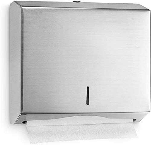 Uyoyous Stainless Steel Paper Towel Dispenser, Lockable, Waterproof, Silver, Wall Mount