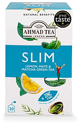 Ahmad Tea Natural Benefit Tea | Lemon, Mate & Matcha Green Tea Slim Infusion | 20 Teabag Sachets | 1 Pack