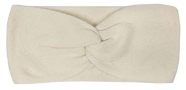 Zwillingsherz Stirnband aus 100% Kaschmir - Hochwertiges Strick-Kopfband im Uni Design für Damen Frauen Mädchen - Wolle - Ohrenschutz - Haarband - warm und weich für Frühjahr Herbst und Winter - weiß