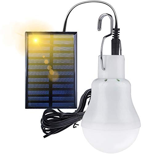 Ndier Solar Powered Shed Led Light Bulb, Hanging Lamp with Adjustable Solar Panel,110 Lumens,3W Camping Light Apply to Outdoor Hiking Camping Tent Fishing Lighting