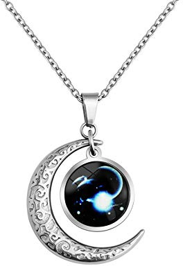LEJAHAO Collana Segno Zodiacale Capricorno Uomo Ragazzo Acciaio Inox al Titanio Galassia costellazioni Luna Oroscopo Goth collane Pendente Personalizzate Necklace Gioielli per Ragazza Migliori Amiche